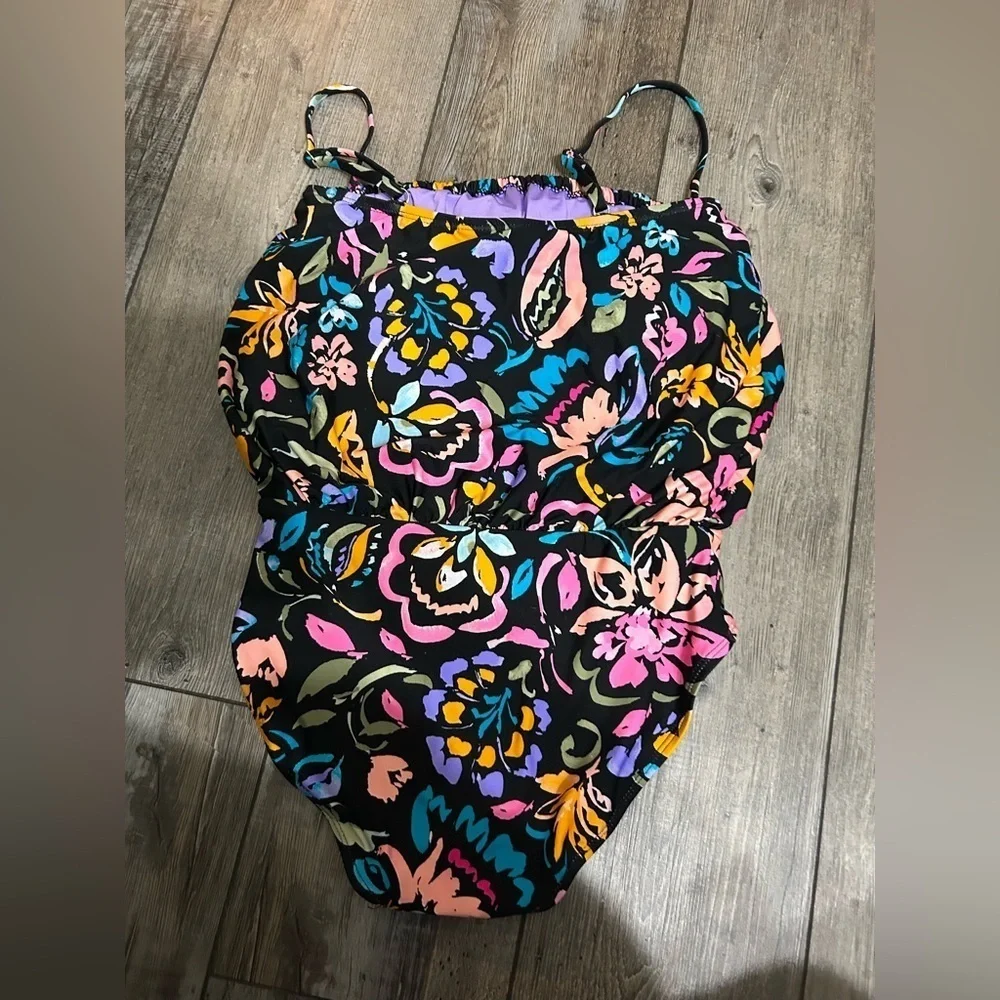 Anne Cole Floral One Piece Swimsuit adjustable straps size 6